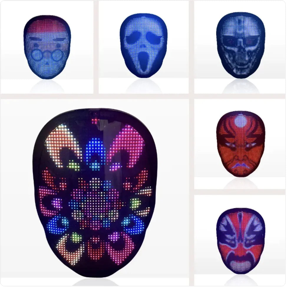 LED Face-Changing Halloween Mask – Full-Color Luminous Party Mask for Festivals & Events