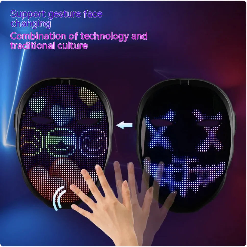 LED Face-Changing Halloween Mask – Full-Color Luminous Party Mask for Festivals & Events