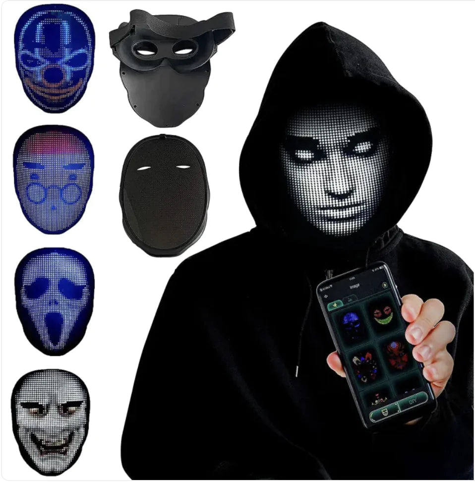 LED Face-Changing Halloween Mask – Full-Color Luminous Party Mask for Festivals & Events